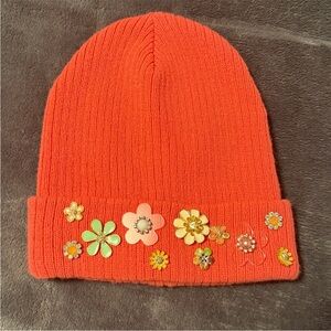 Mixit Coral Beanie with Floral Charms
